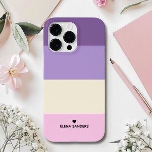 Purple Pink Cream Stripes Modern Style for her Case-Mate iPhone 14 Pro Max Case