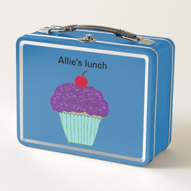 Purple Pink Cupcakes Metal Lunch Box (Front)
