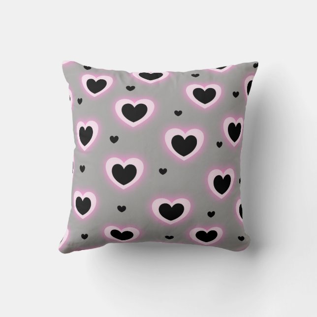 Purple Pink Cute Cosy Modern Romantic Chic Heart  Cushion (Back)