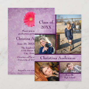 Purple/Pink Daisy Collage - 3x5 Grad Announcement