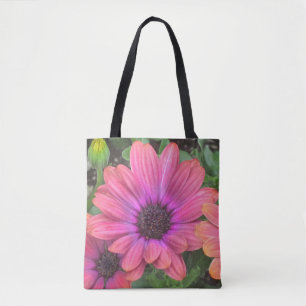 Purple Pink  Daisy Tote Bag