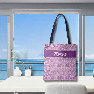 Purple Pink Damask Tote Bag