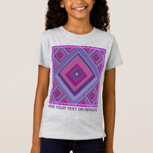 Purple Pink Diamond Squares Pattern Add Text Girly T-Shirt