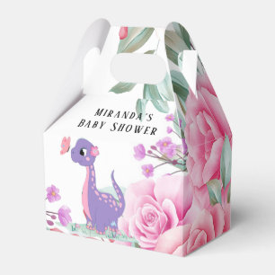 Purple Pink Dinosaur Butterfly Girl Baby Shower Favour Box