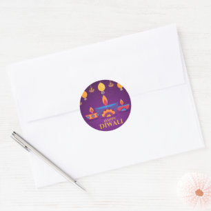 Purple pink Diwali light illustration Classic Round Sticker