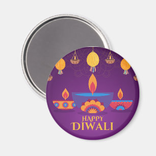 Purple pink Diwali light illustration Magnet