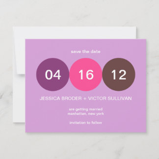 Purple pink dot wedding announcement save the date