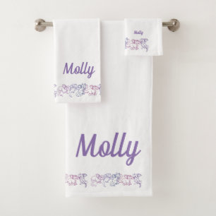 Purple Pink Dragons Bath Towel Set Custom Set