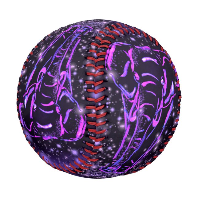 Purple Pink Elephant Baseball In Starry Night (Angled)