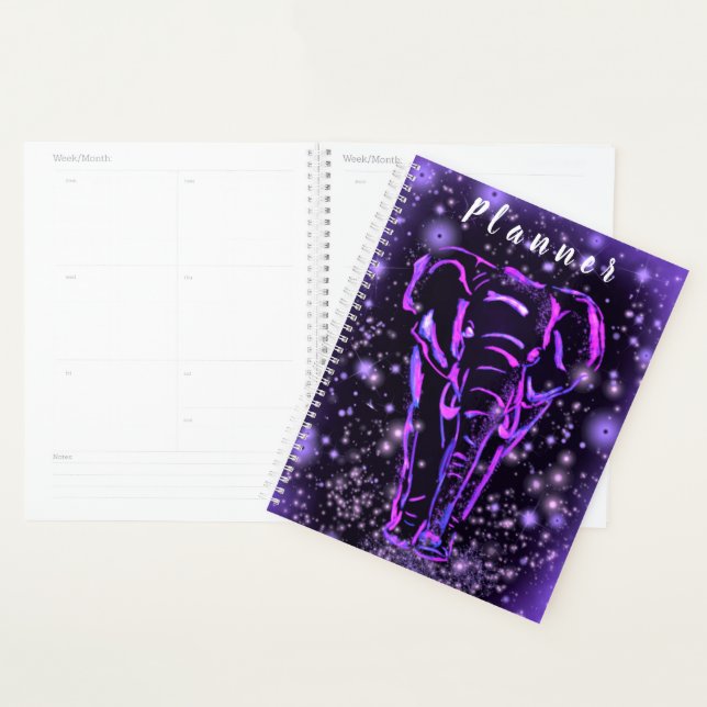 Purple Pink Elephant Walking In Starry Night Planner (Display)