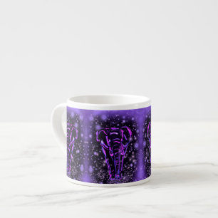 Purple Pink Elephants Walking At Starry Night Espresso Cup