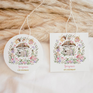 Purple Pink Fairy Floral Garden Birthday Favour Tags