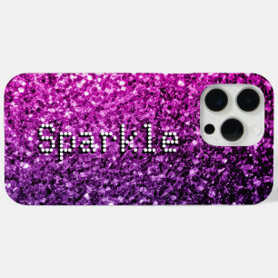 Purple pink faux glitters sparkles Your text iPhone 15 Pro Max Case