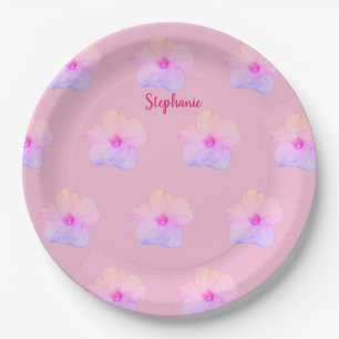 Purple Pink Floral Birthday Wedding Bridal Shower Paper Plate