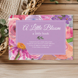 Purple Pink Floral Books for Baby Shower Enclosure Card