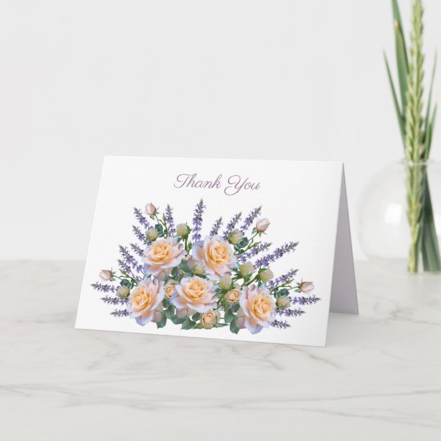 Purple & Pink Floral Bouquet Thank You Personalise Card (Front)