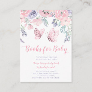 Purple Pink Floral Butterfly Baby Book Request Enclosure Card