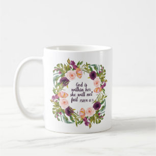 Purple Pink Floral Christian Bible Verse Coffee Mug