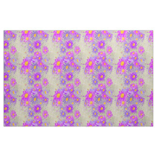 Purple & Pink Floral Daisy Aster Flower Striped Fabric
