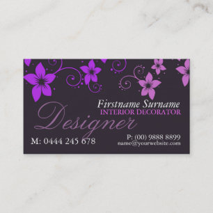 Purple Pink Floral Designer Business Card