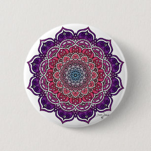 Purple-Pink Floral Mandala 6 Cm Round Badge