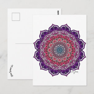 Purple-Pink Floral Mandala Postcard