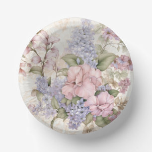 Purple Pink Floral Paper Bowl Paper Plate