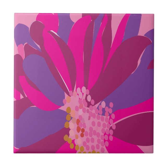 Purple Pink Floral  Tile (Front)