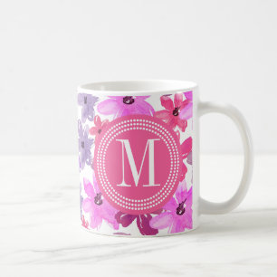 Purple & Pink Floral Watercolor Personalised Coffee Mug