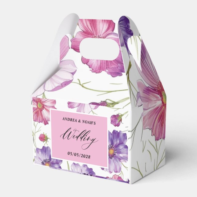  Purple Pink Floral Wedding  Favour Box (Front Side)