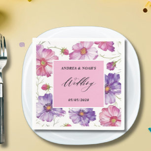  Purple Pink Floral Wedding  Napkin