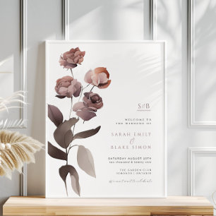 Purple Pink Floral Wedding Welcome Poster