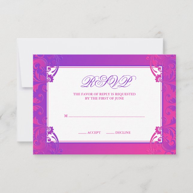 Purple Pink Flourish Bat Mitzvah RSVP (Front)