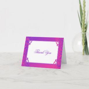 Purple Pink Flourish Bat Mitzvah Thank You Card