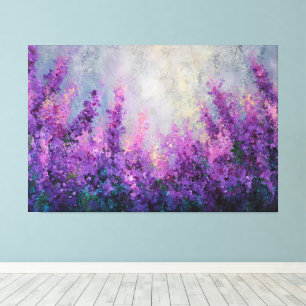 Purple Pink Flower Field Abstract Wall Art