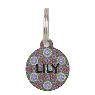 Purple & Pink Flower Pet ID Tag