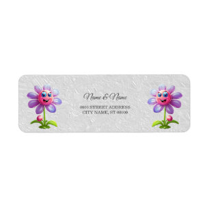 Purple Pink Flower Return Address Label
