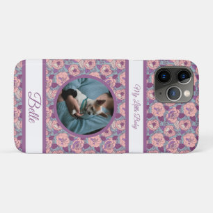 Purple Pink Flowers & banners with name/phrase iPhone 11 Pro Case