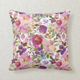 Purple & Pink Flowers Decorative Throw Pillow