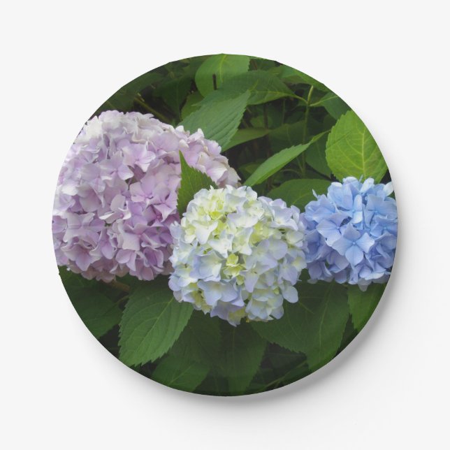 Purple pink flowers elegant Hydrangeas Paper Plate (Front)