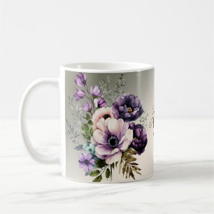 Purple Pink Flowers Golden Elegant Coffee Mug