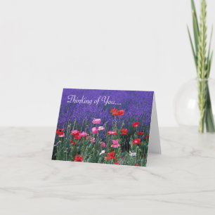 Purple/Pink Flowers Thinking of You Greeting Card