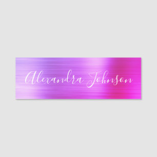 Purple Pink Foil Modern Professional Name Tag