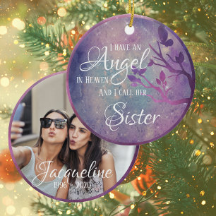 Purple & Pink Galaxy Personalised Memorial Ceramic Ceramic Tree Decoration