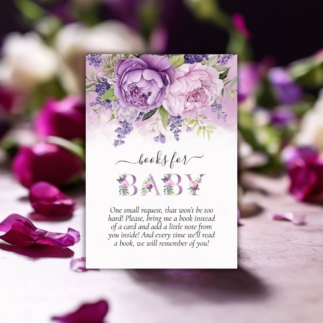 Purple & Pink Garden Flowers Girl Books For Baby Enclosure Card (Purple & Pink Garden Flowers Girl Books For Baby Enclosure Card)