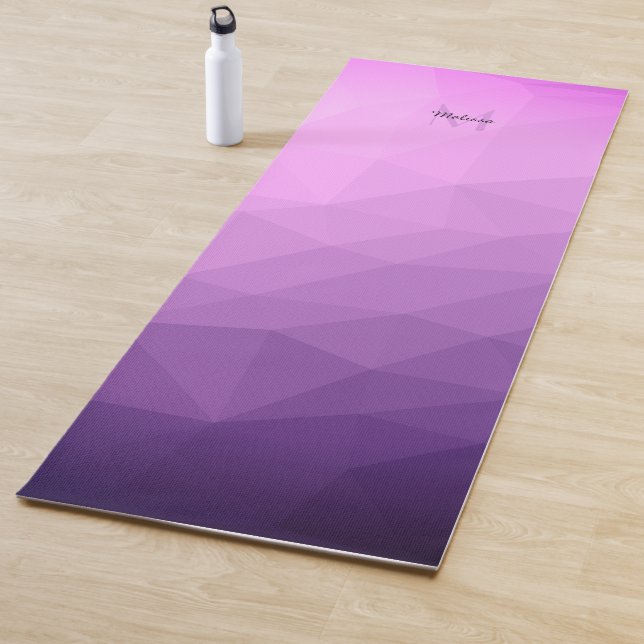 Purple pink geometric mesh ombre pattern Monogram Yoga Mat (In Situ)