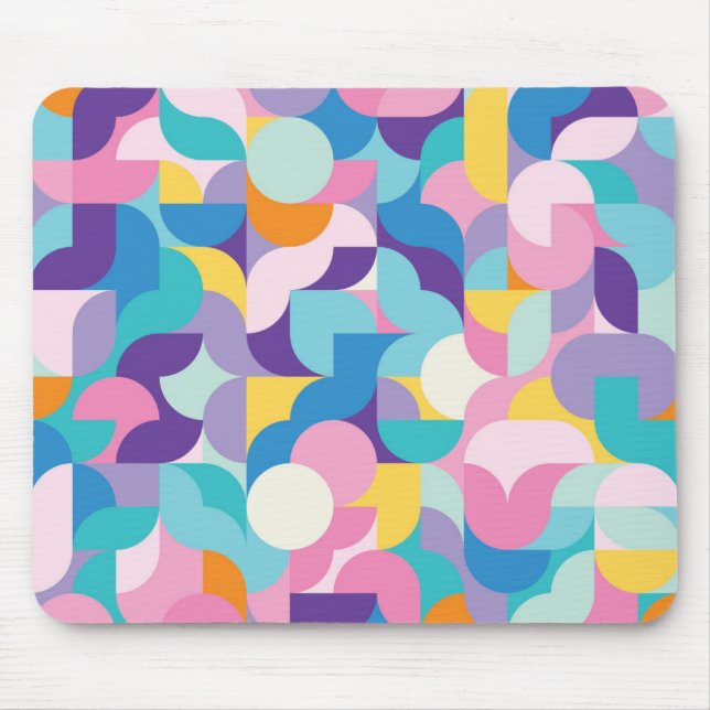 Purple & Pink Geometric Pattern Mouse Mat (Front)