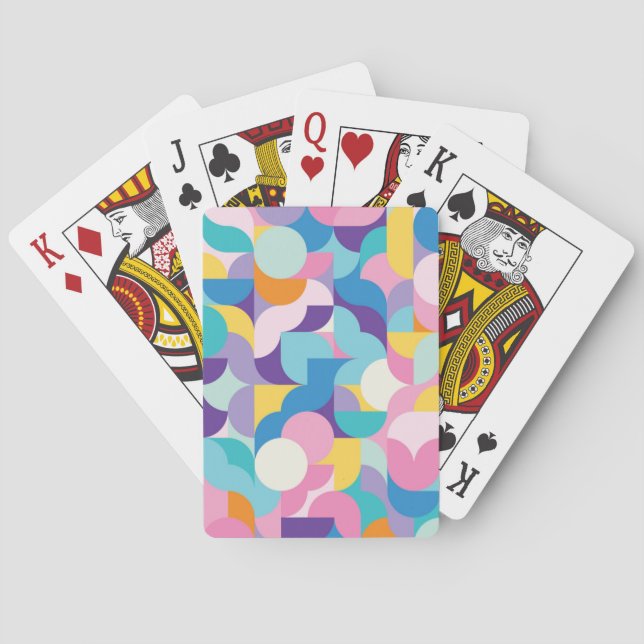 Purple & Pink Geometric Pattern Playing Cards (Back)