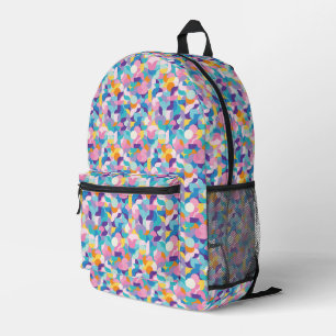 Purple & Pink Geometric Pattern Printed Backpack