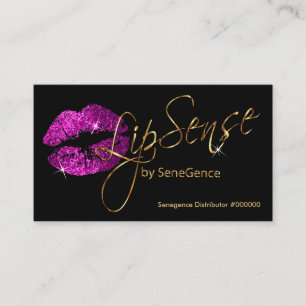 Purple Pink Glitter and Gold Lips Business Card